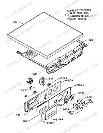 Взрыв-схема стиральной машины Zanussi ZF1012C - Схема узла Control panel and lid